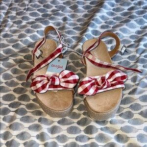Cat & Jack Red Plaid Kids Sandals with Bow